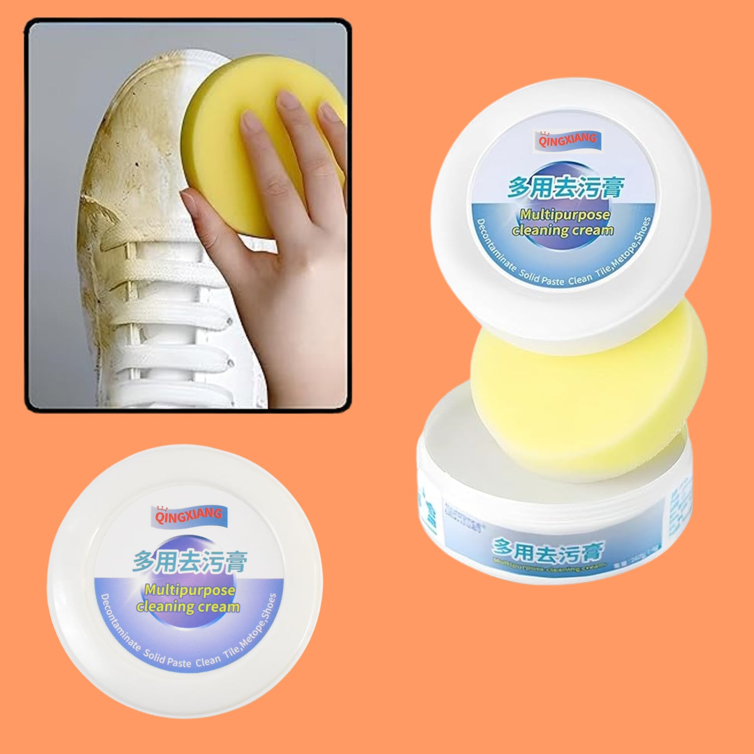 Shoe Cleaning Cream – Stain Remover for Sneakers, White Rubber Sole & Polish (260g) - Image 3