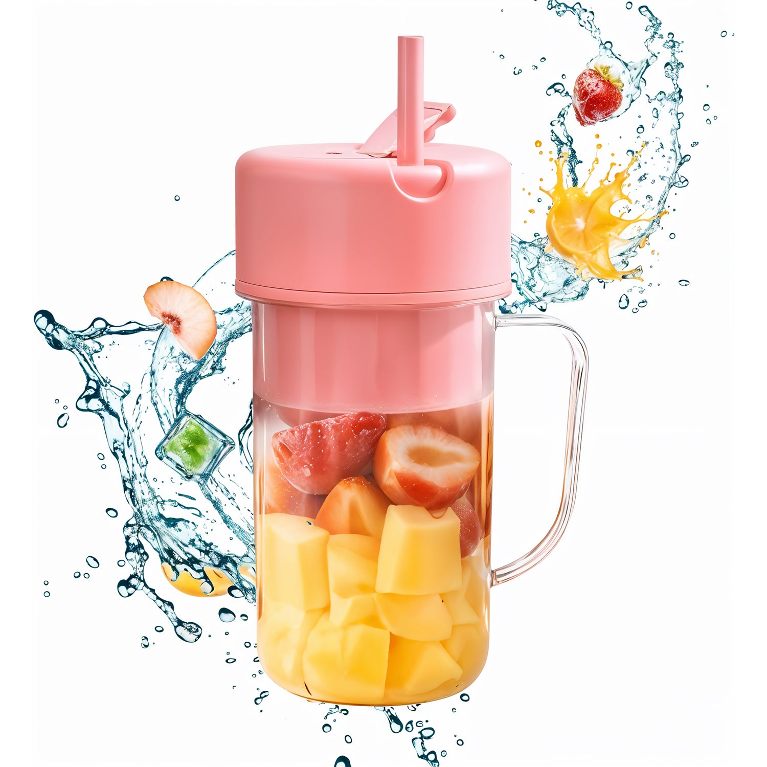Portable Crusher Juicer With Handle & Straw, USB Rechargeable Multi Blades (420 ML) - Image 8