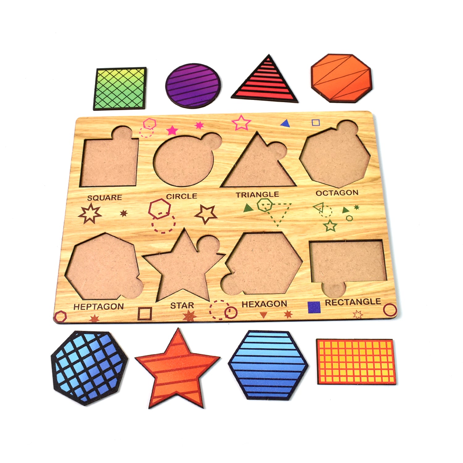 Wooden Triangles Puzzle Learning Educational Board (1 Set / 28×20 Cm) - Image 5