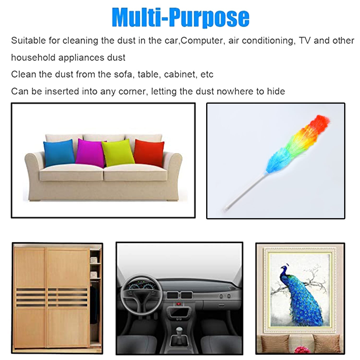 Colorful Feather Duster | Microfiber Duster for Cleaning | Dusting Stick | Dusting Brush - Image 6