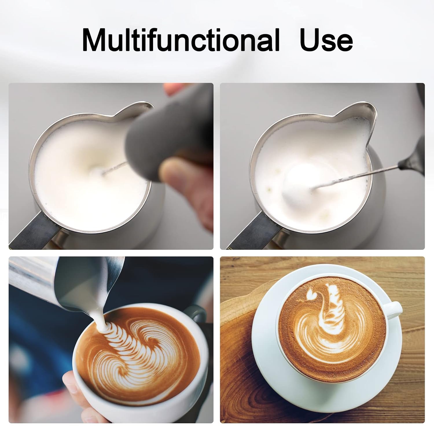 Small Electric Handheld Milk Frother with Stainless Steel Whisk (1 Pc) - Image 5