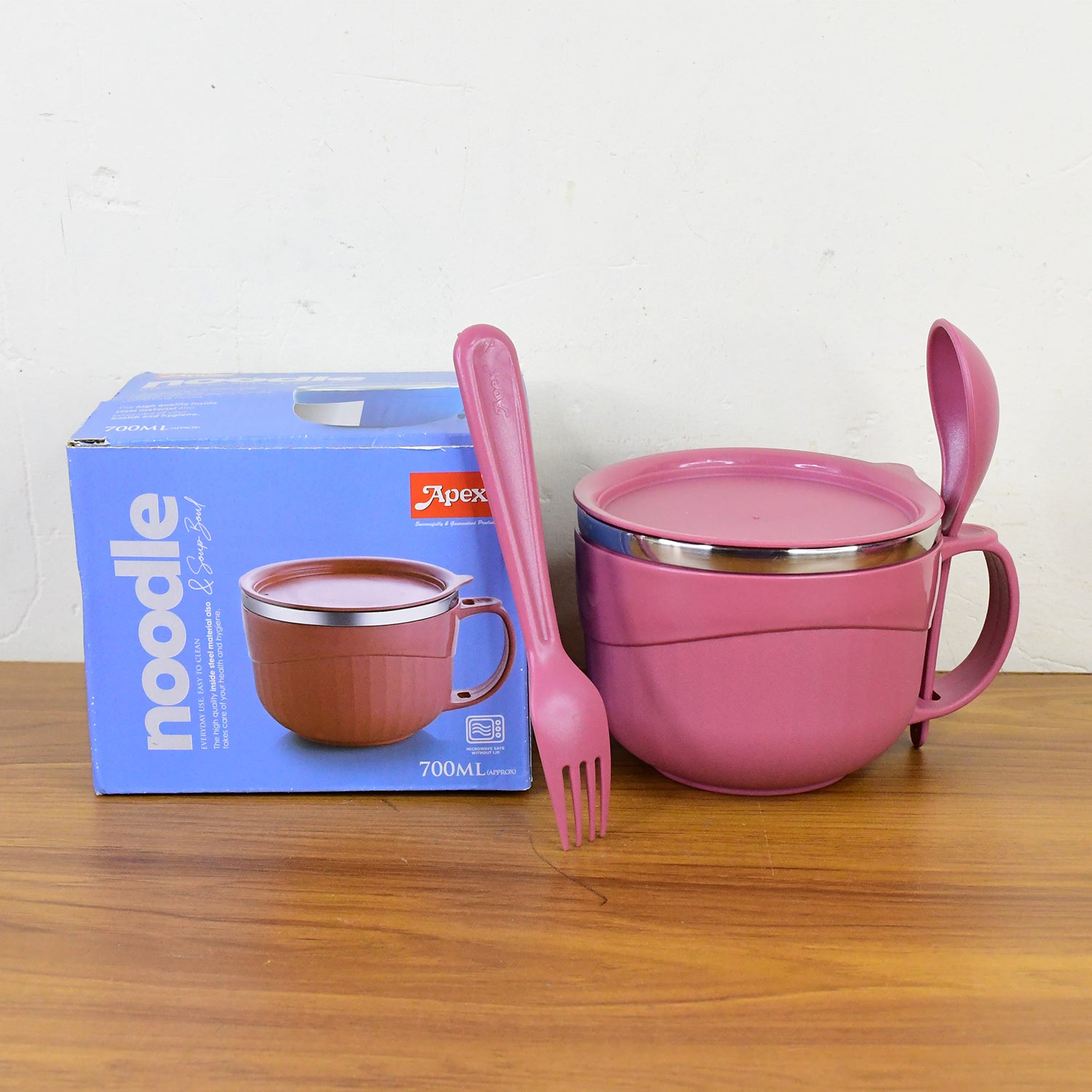 Apex Premium 700 ML Multipurpose Noodle Bowl with Handle, Lid and Fork - Image 7