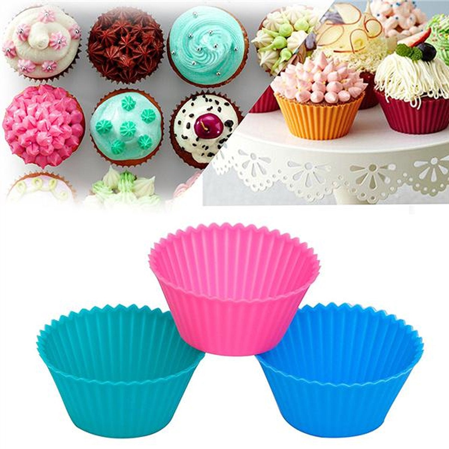 Silicone cupcake Shaped Baking Mold Fondant Cake Tool Chocolate Candy Cookies Pastry Soap Moulds, Diwali (6 pc) - Image 5