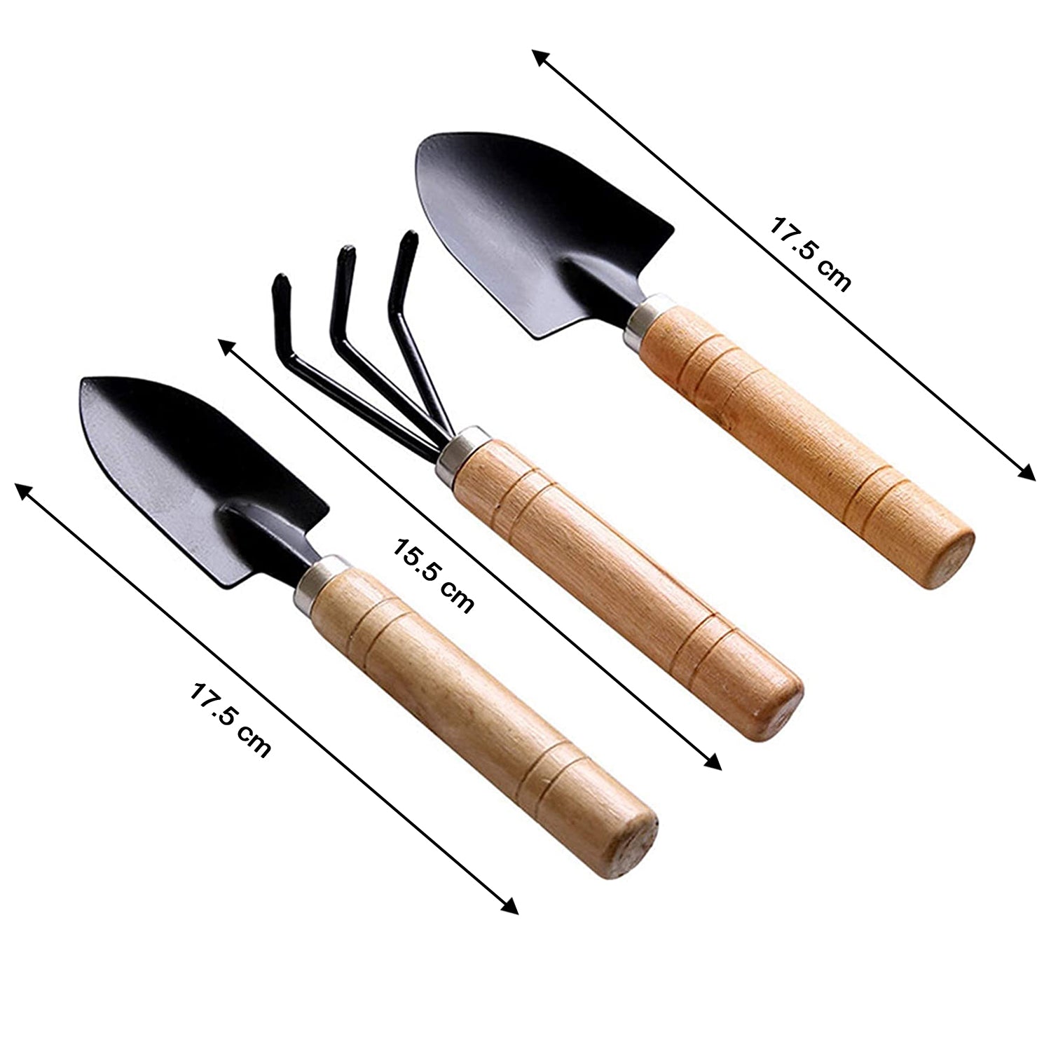 Garden Tool Kit Durable Hand Tools Set with Wooden Handle (3 Pc) - Image 3