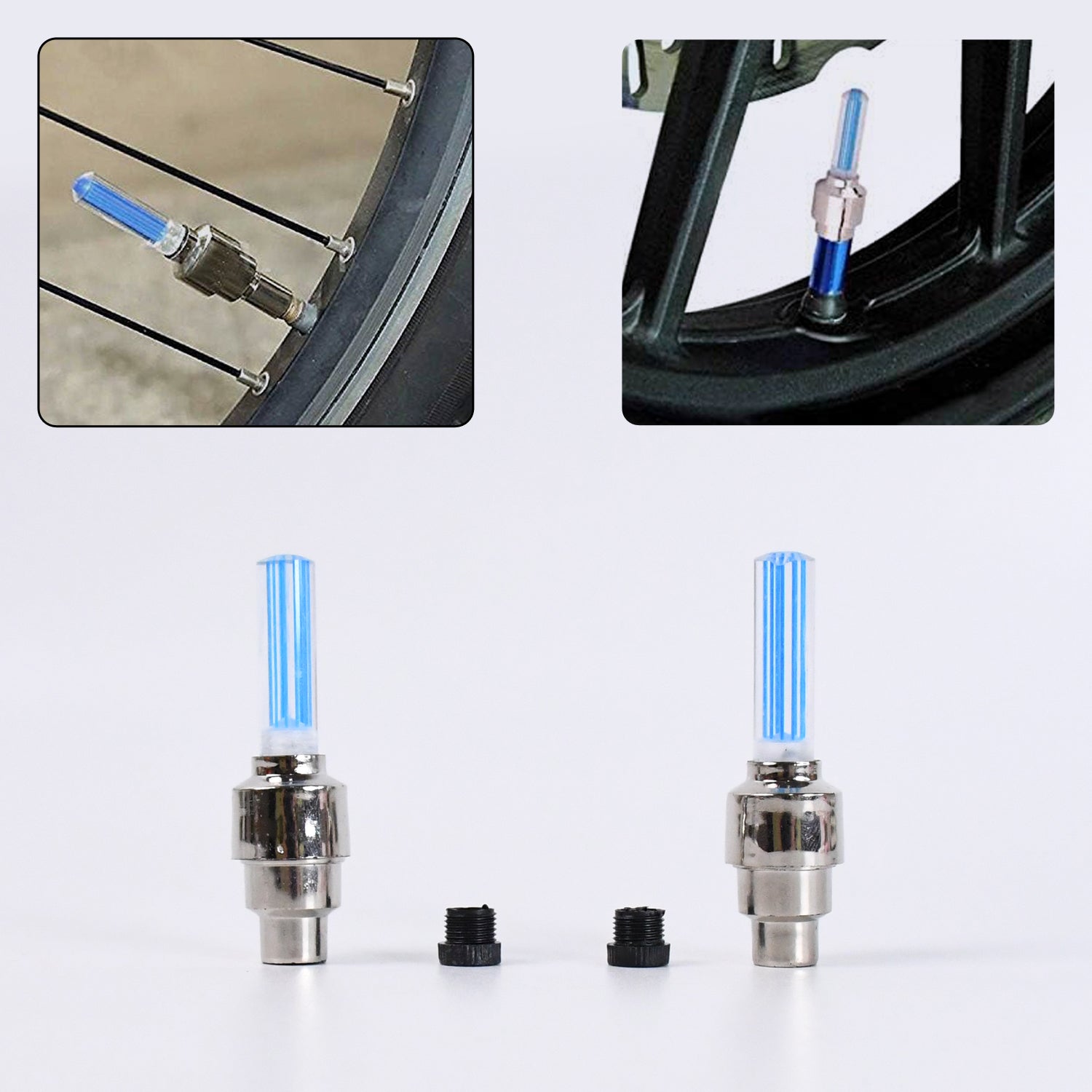 LED Flash Light lamp tyre Wheel Valve Sealing caps (2 Pc / Mix Color) - Image 14