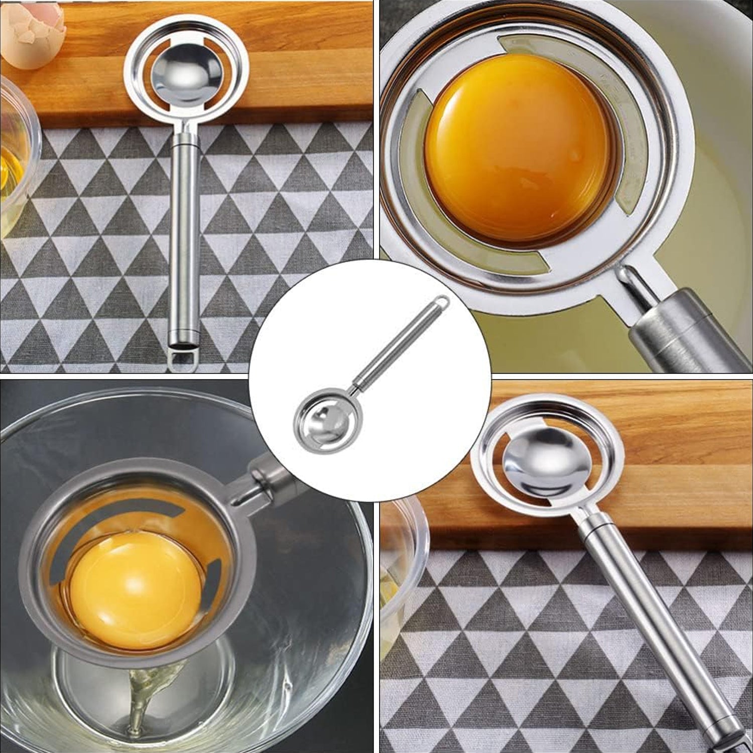 kitchen tools Egg Yolk White Separator Stainless Steel Egg White Separator Tools Eggs Yolk Filter Gadgets Kitchen Gadgets Separating Funnel Spoon Egg Divider Tools - Image 3