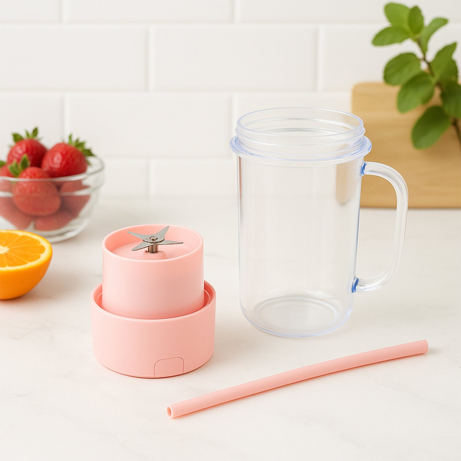 Portable Crusher Juicer With Handle & Straw, USB Rechargeable Multi Blades (420 ML) - Image 9
