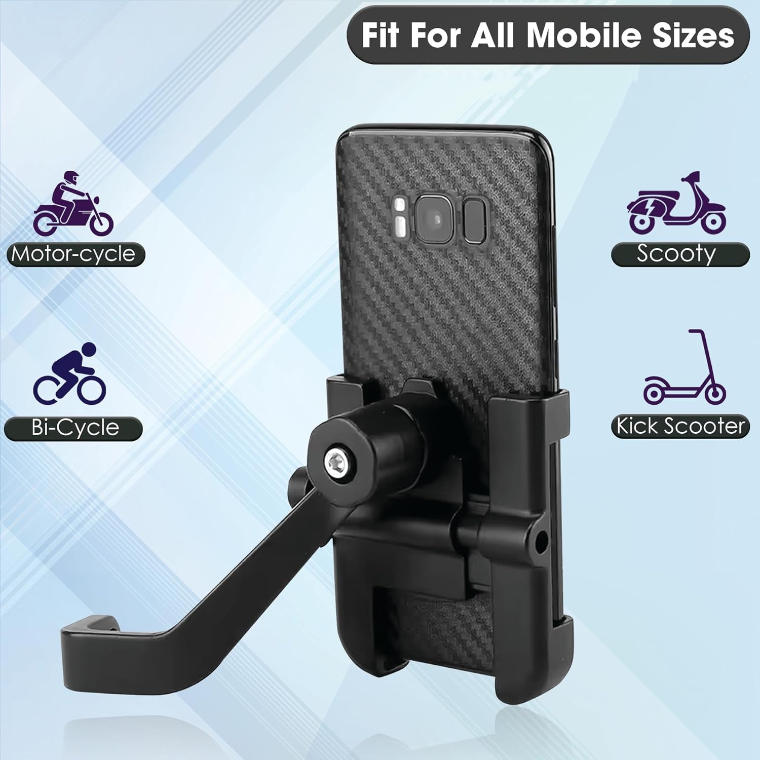 Full Metal Body Bike & Scooty 360 Degree Rotating Mobile Holder Stand for Bicycle, Motorcycle, Scooty for Maps and GPS Navigation Fits All Smartphones (1 Pc) - Image 7