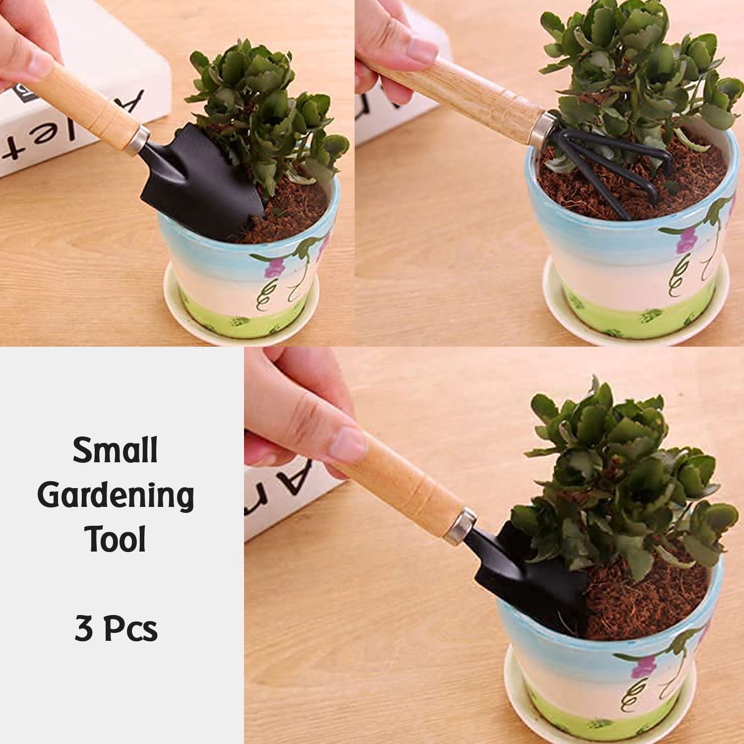 Garden Tool Kit Durable Hand Tools Set with Wooden Handle (3 Pc) - Image 4