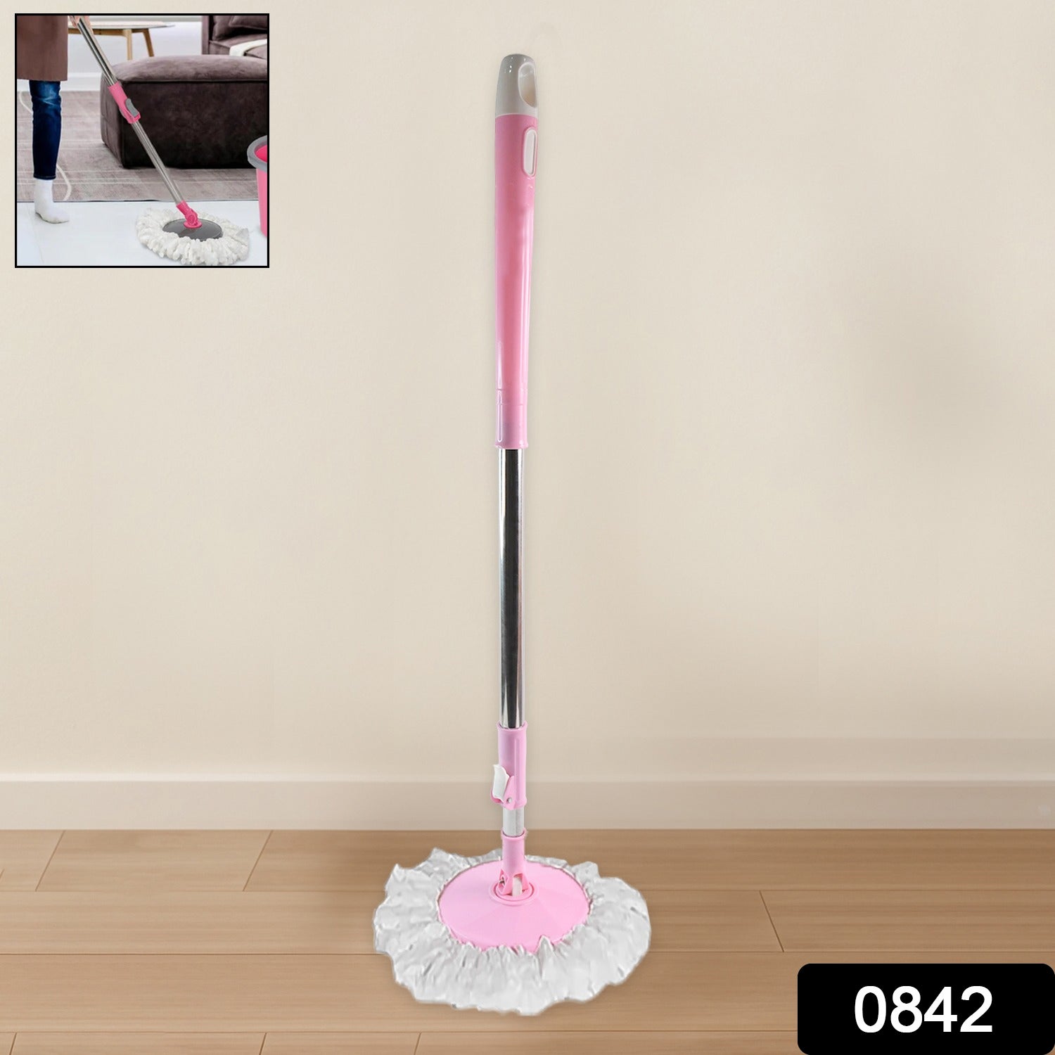 Home Cleaning Stainless Steel 360° Rotating Pole - Microfiber Mop with Adjustable Rod Stick Mix Color) - Image 2