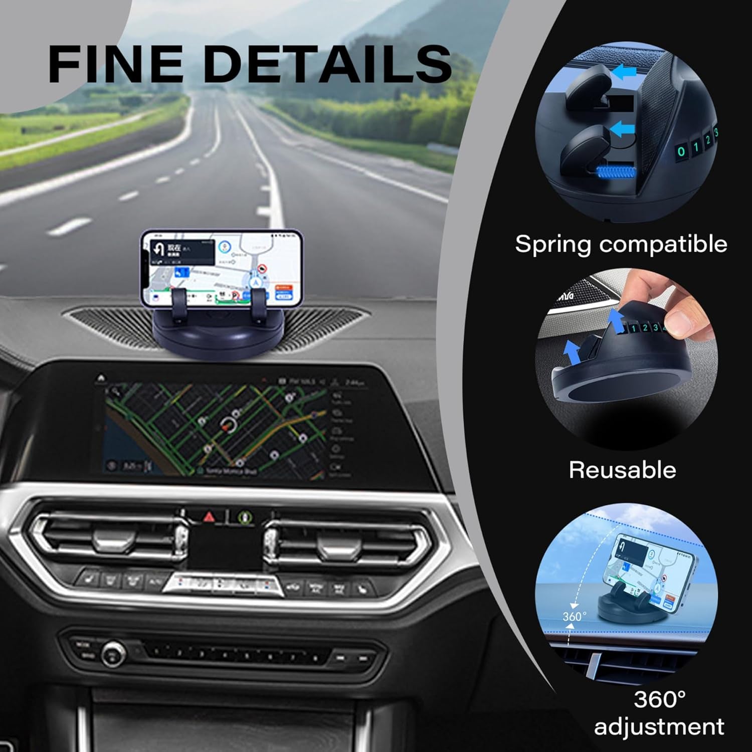 2 in 1 Car Anti-Slip Mat, Phone Holder Non Slip Sticky Phone Mount Holder (1 Set) - Image 8