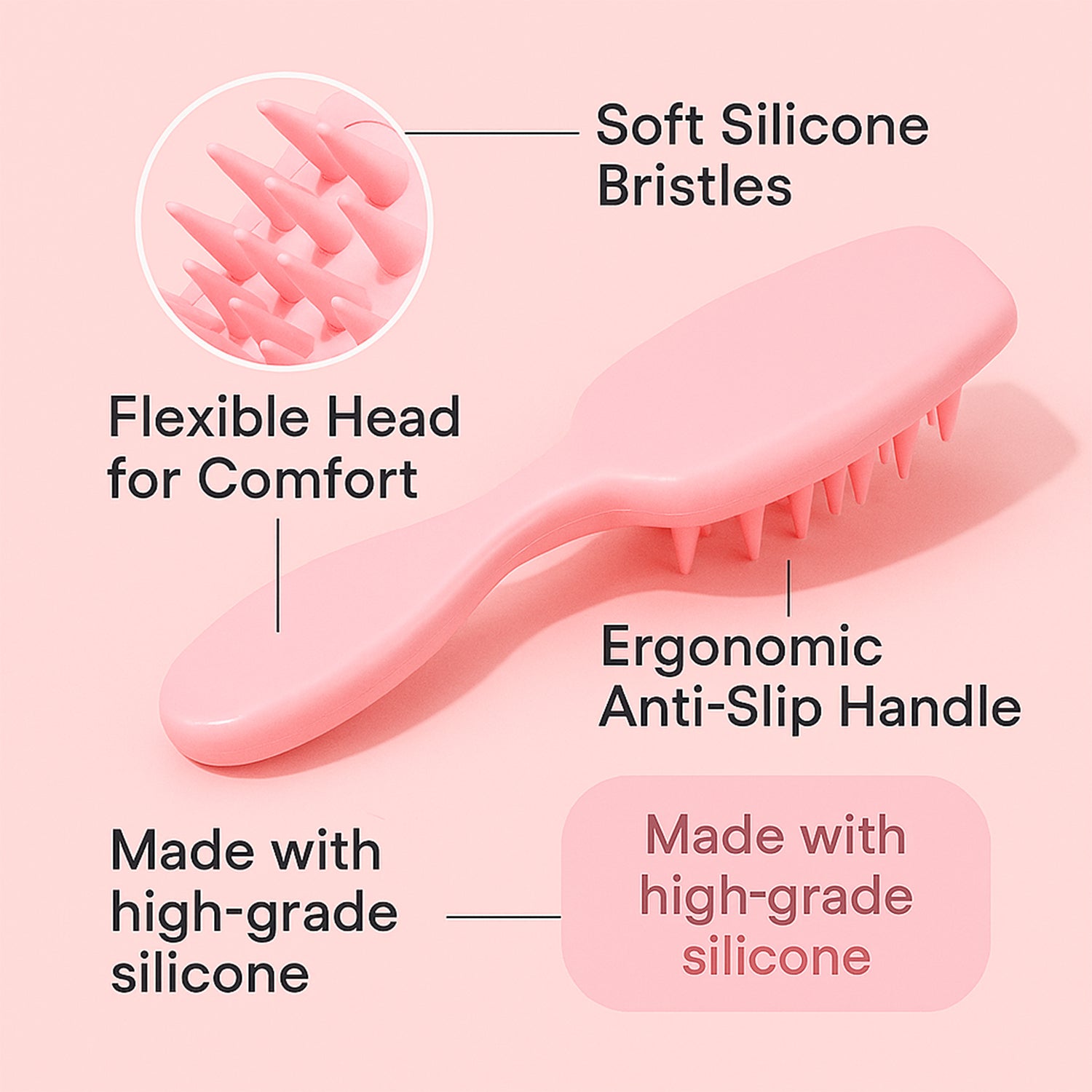 Multipurpose Silicone Scalp Massager Shampoo Brush (1 Pc) - Image 7