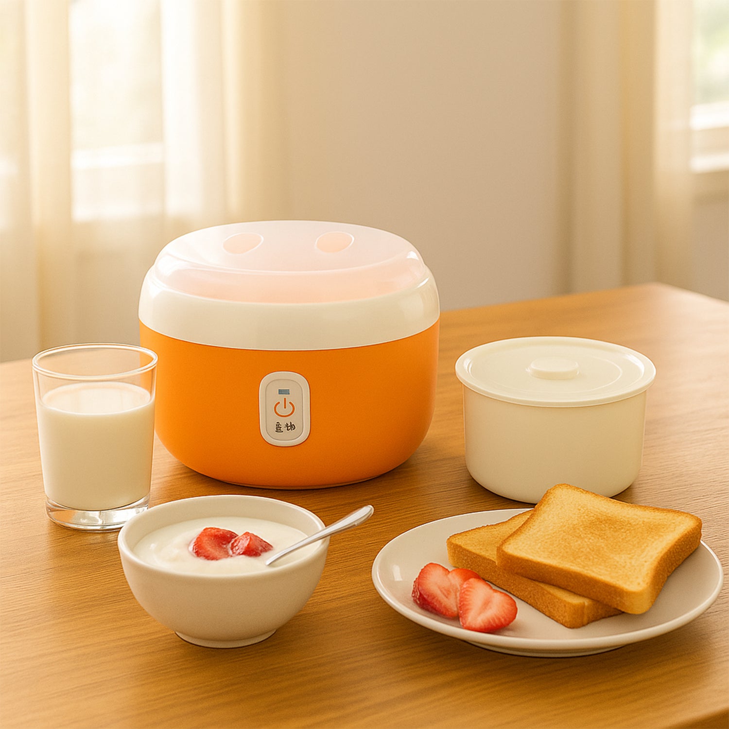 Orange ELECTRONIC YOGURT MAKER, AUTOMATIC YOGURT MAKER MACHINE 1L YOGHURT PLASTIC CONTAINER FOR HOME USE - Image 6
