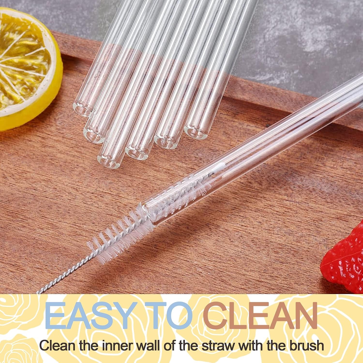 Reusable Glass Straws Clear Glass Drinking Straw 5Pc - Image 4