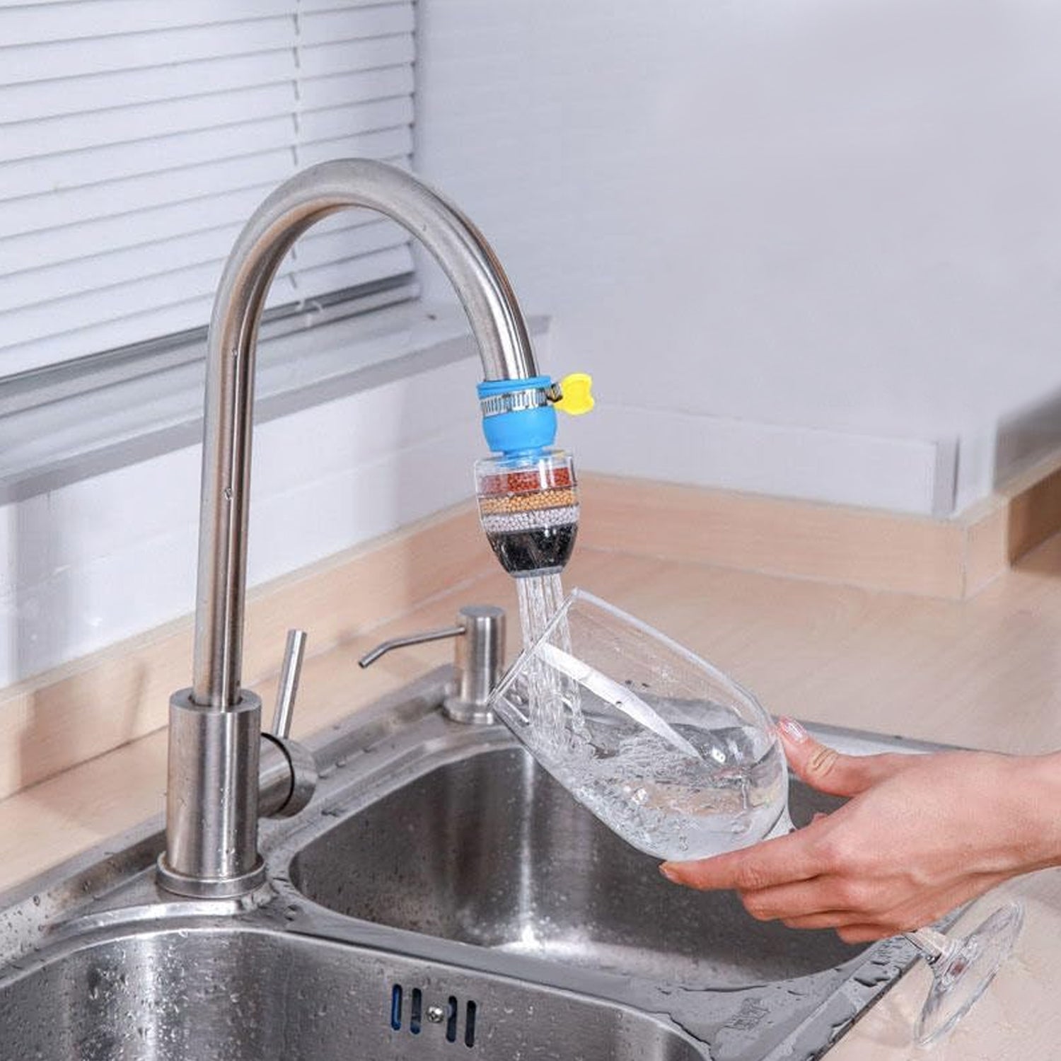 Water Faucet, Clean Purifier Filter Cartridge Water Tap, Upgrade Universal Interface Faucet Filter (Six Layer Purifier) - Image 9