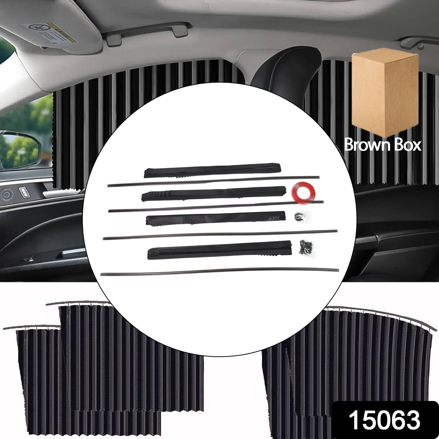 Car Window Curtain Sunshade | 4 Pcs Set with Hooks & Tapes - Image 2