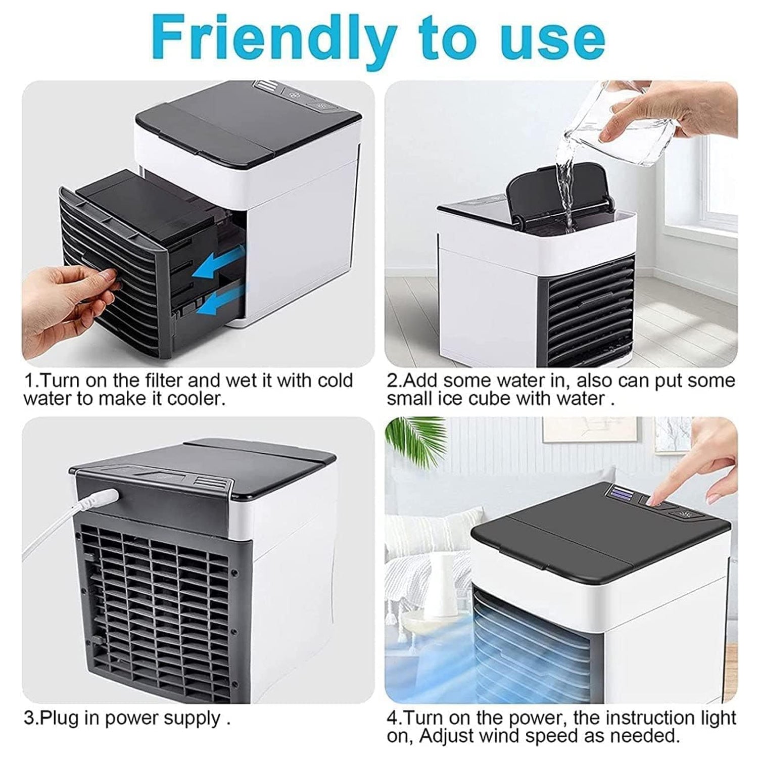 Mini Portable Air Cooler with LED Light & Water Fill - Image 6