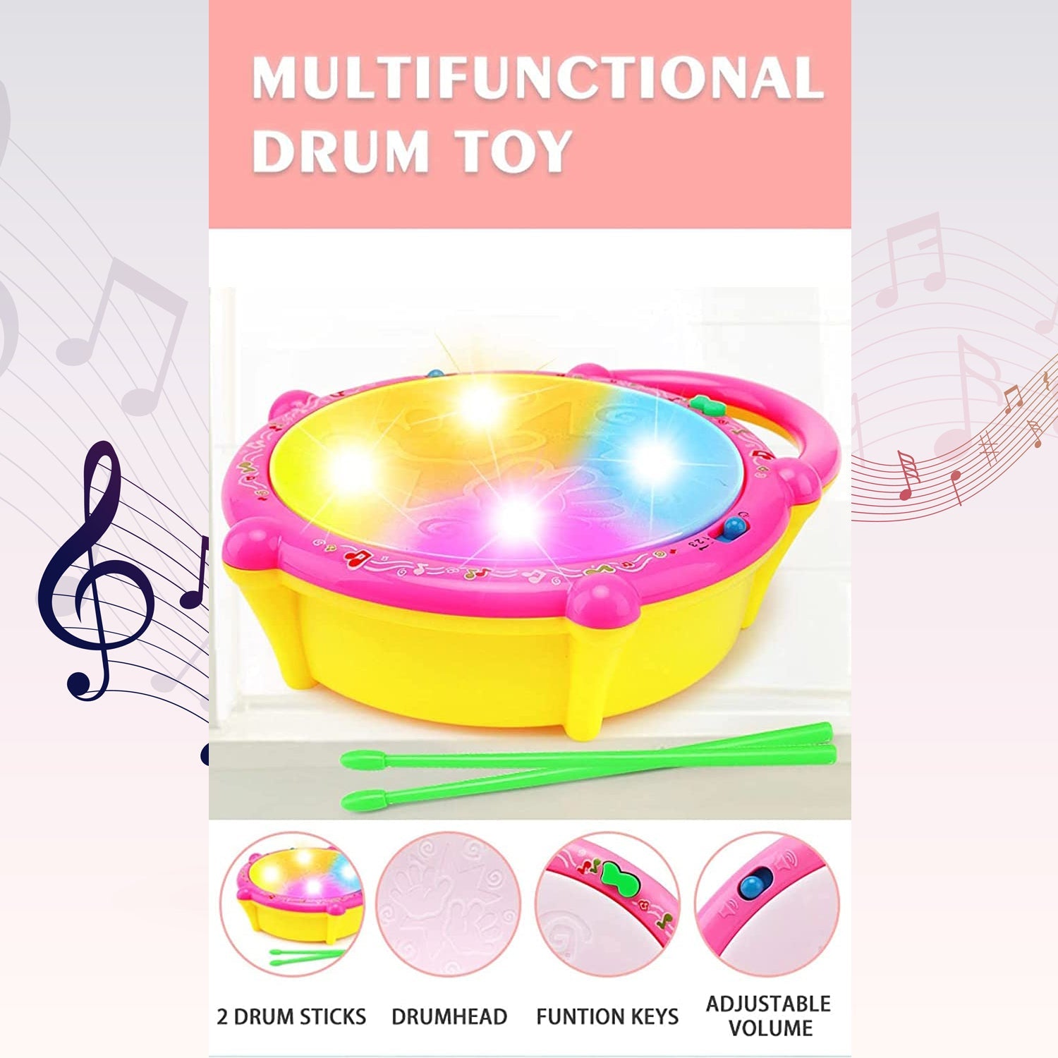 Flash Drum Toy – Colorful Musical Drum with Light Effects, Best Gift for Kids - Image 10