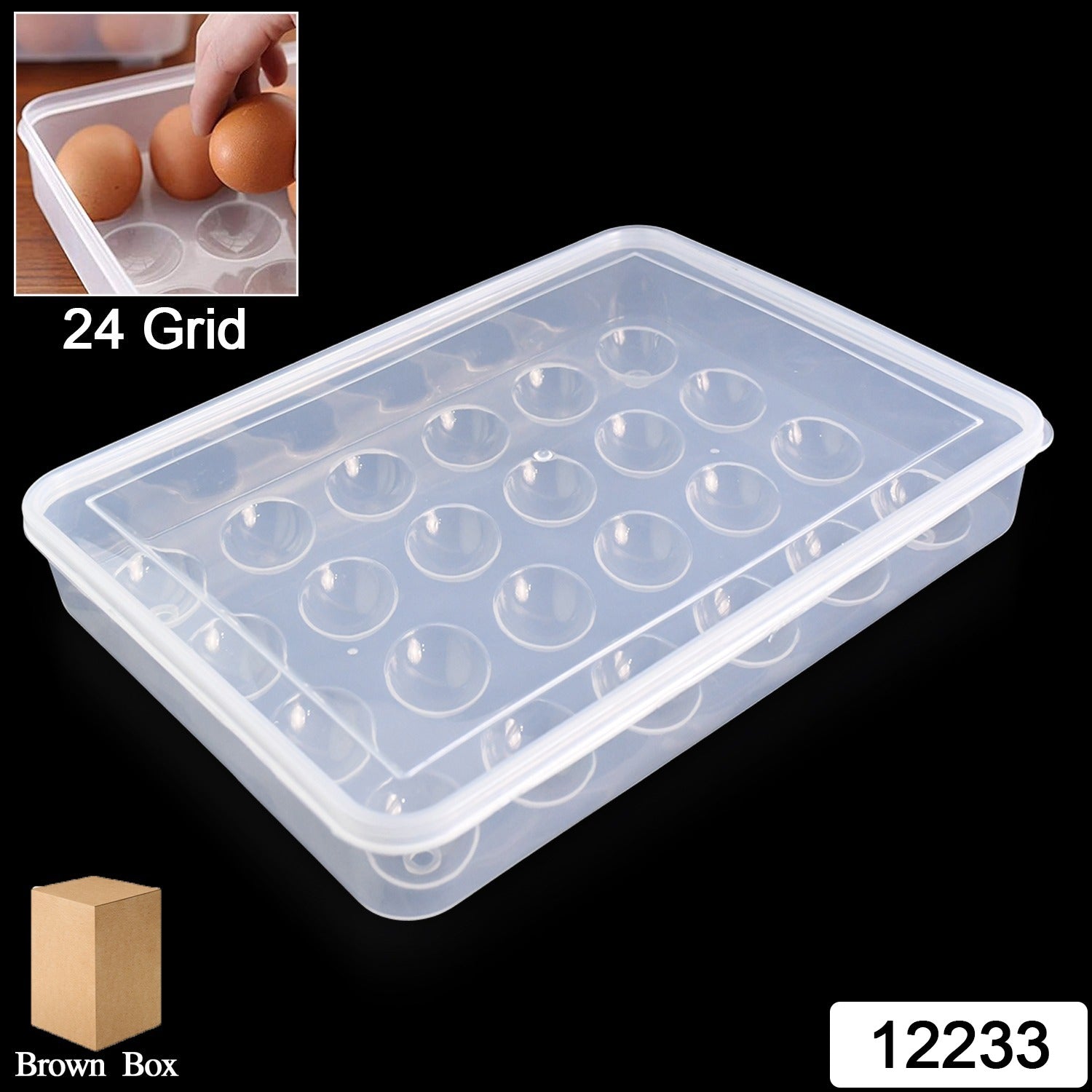 Plastic Egg 24 Grid Storage Container Holder for Refrigerator Egg Tray Holds 24 Eggs (1 Pc) - Image 3