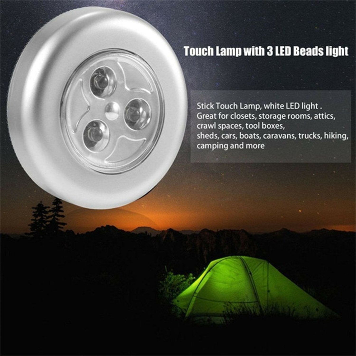 3 Led Cordless Stick Tap Wardrobe Touch Light Lamp - Image 8