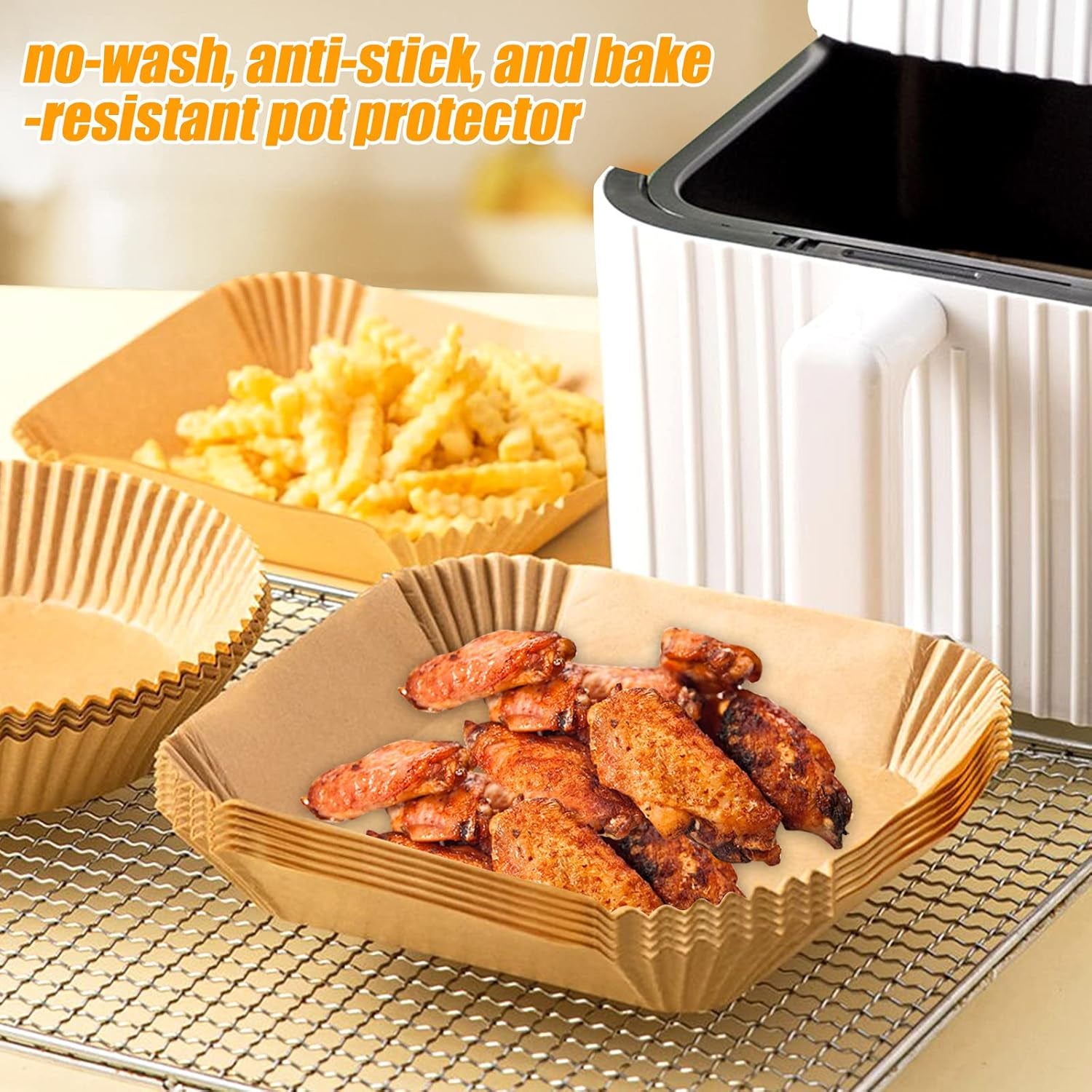Square Air Fryer Disposable Paper Liner (50 Pcs Set / 160mmx45mm) - Image 7
