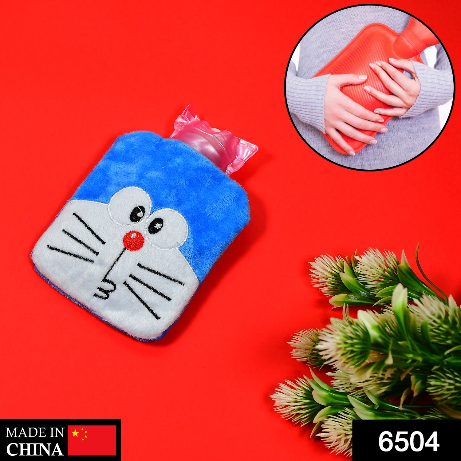 Doremon Hot Water Bag for Pain Relief & Warmth with Cover - Image 2