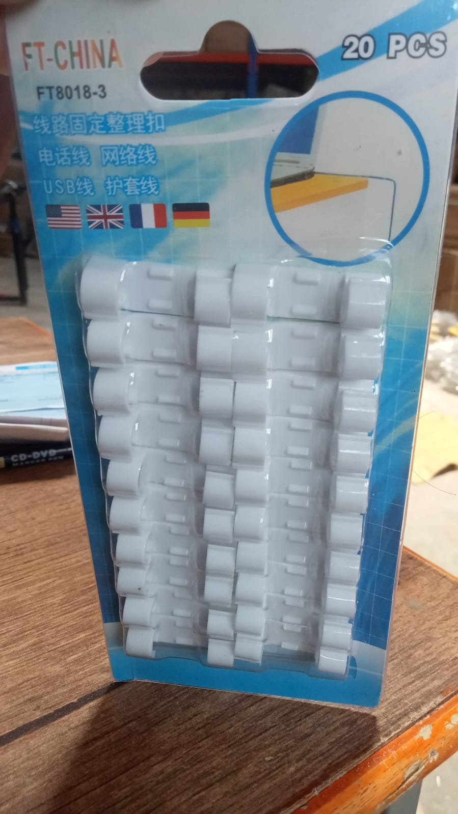 Self Adhesive Cable Clips Wire Manage Holder Sticky Mount-Round Plastic Cable Cord - Pack of 20 - Image 8