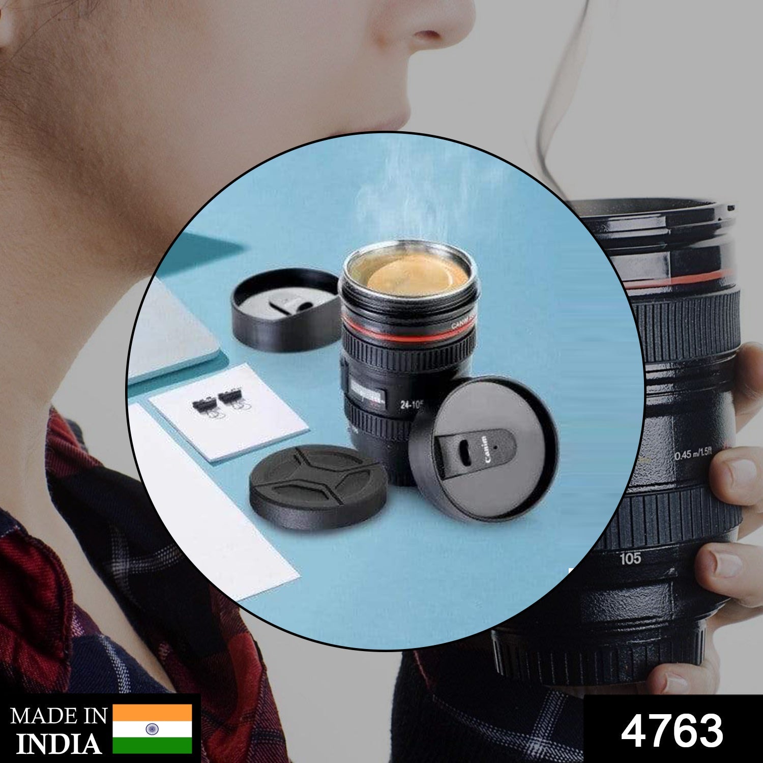 Plastic Camera Lens Stainless Steel Coffee Mug - Image 2