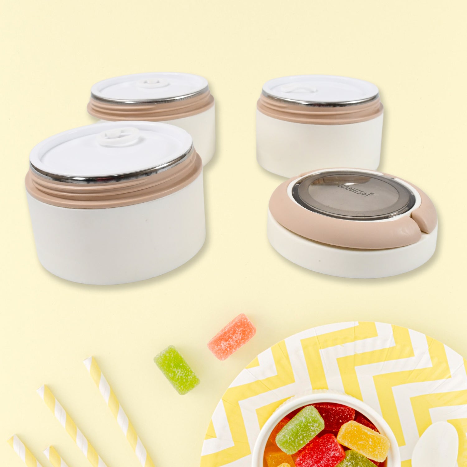 Ganesh Smart Stack 3 Layer Portable Lunch Box Stainless Steel Airtight Leak-Proof Lunch Box for Office, School, Picnic: Color May Vary (3 Layer) - Image 3