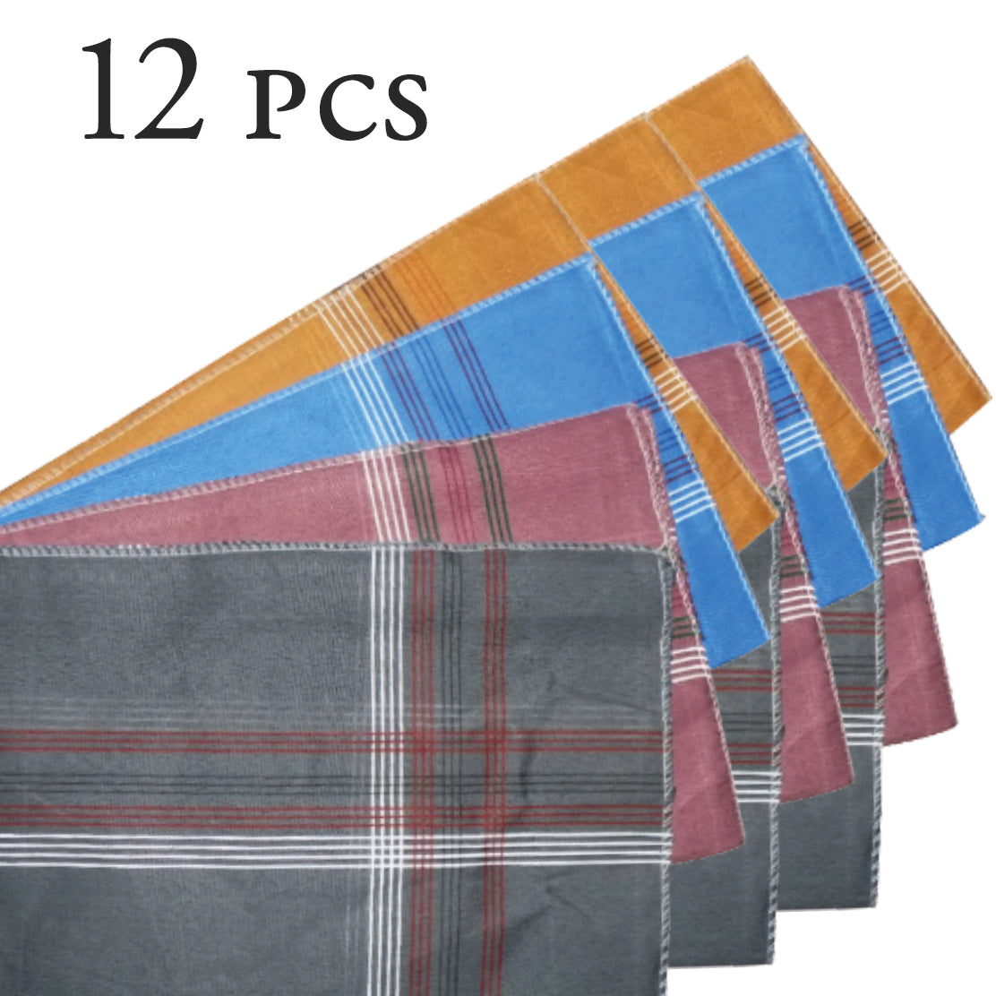 Men's King Size Formal Handkerchiefs for Office Use - Pack of 12 - Image 3