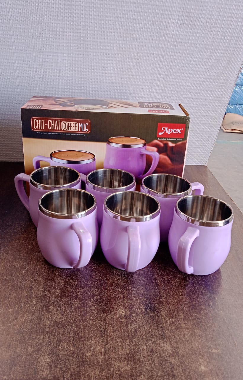 Apex Chit-Chat Double Wall Stainless Steel Mug Set (6Pc/200ml) Approx - Image 7