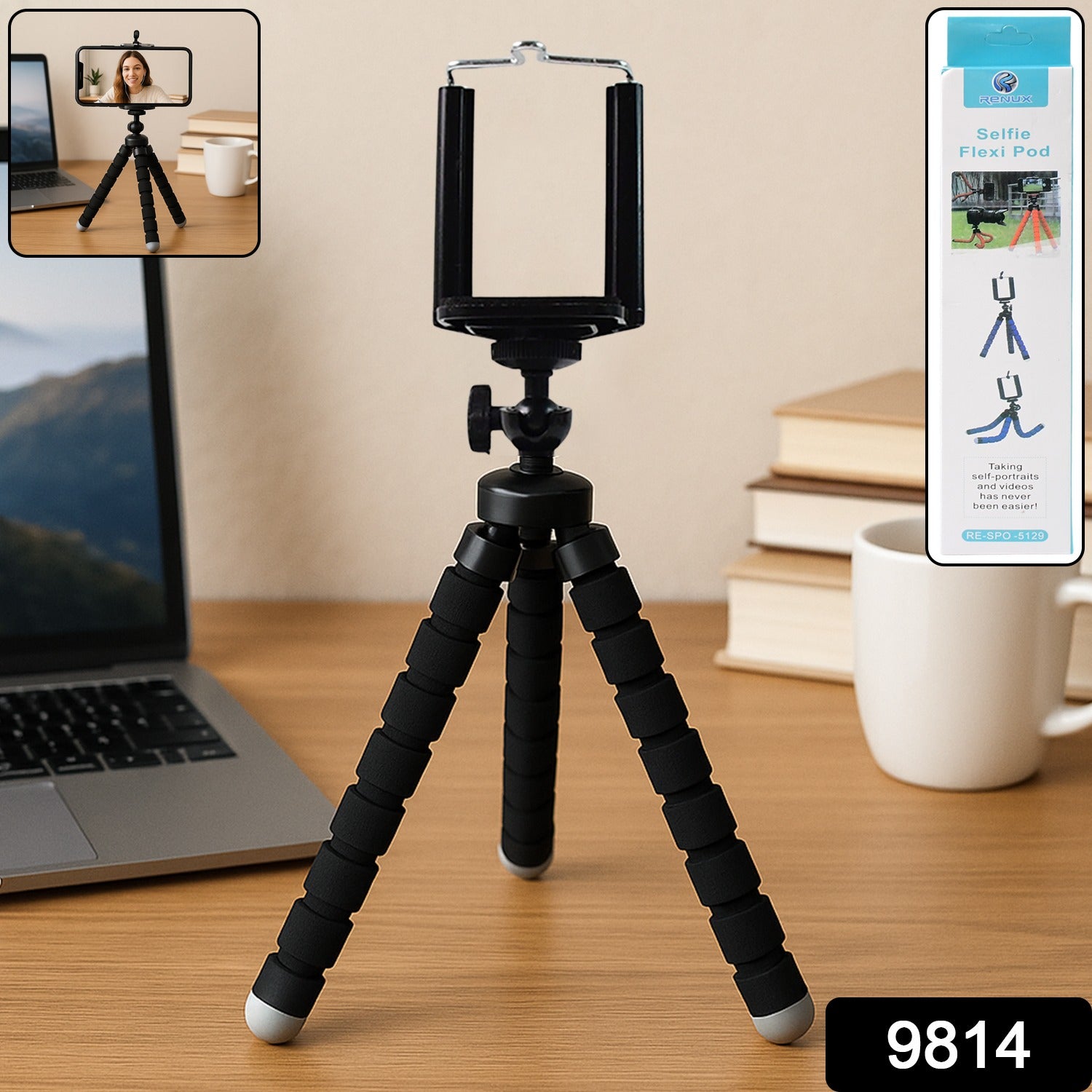 Flexible Mini Tripod Stand with Adjustable Mobile Holder - Image 2