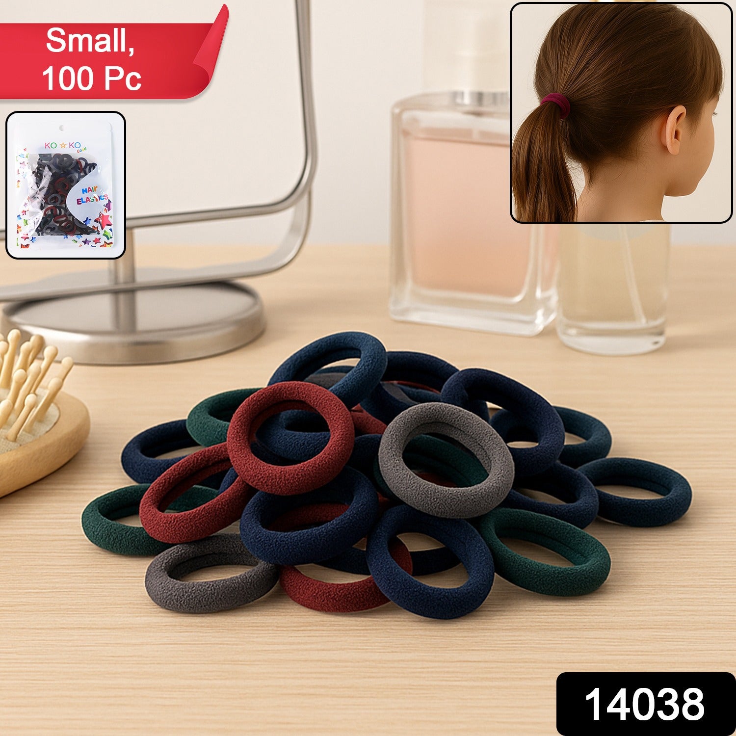Small Hairbands Bands for Hair Rubber Bands (Pack of 100 / Multicolour), Hair accessories - Image 2
