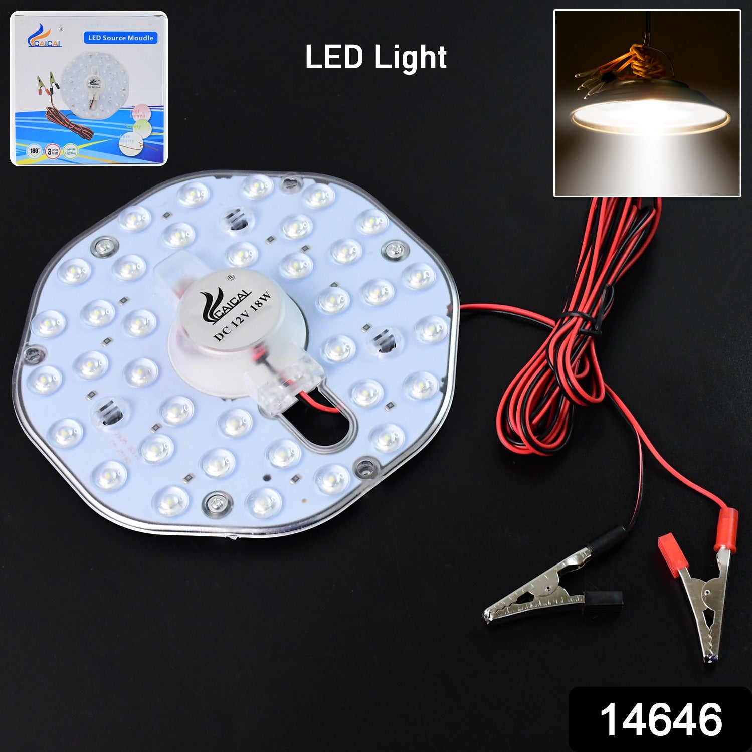 High Brightness 12V 18W Round LED Light Module with Clip Wires - Image 2