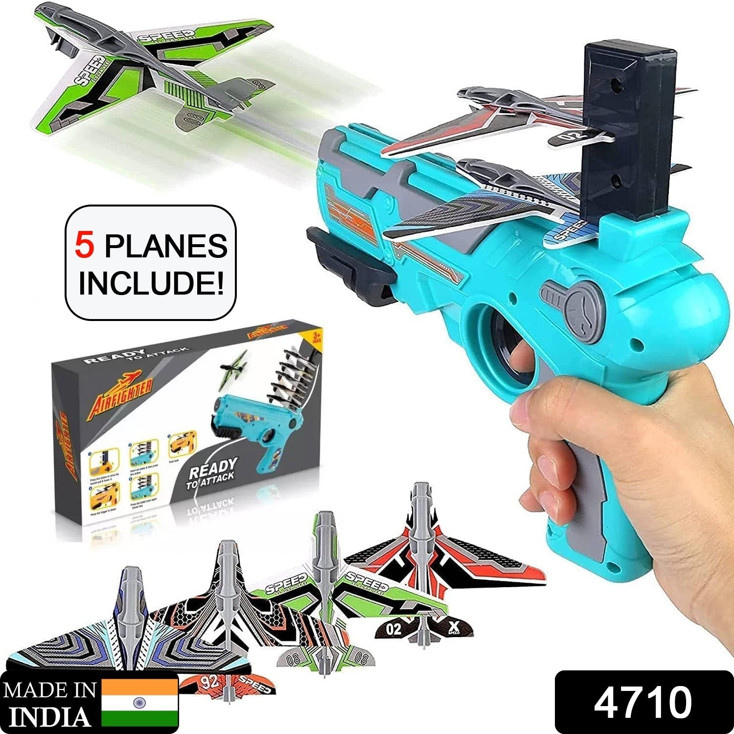 Airplane Launcher Toy with Foam Planes, 5-Pack - Image 2