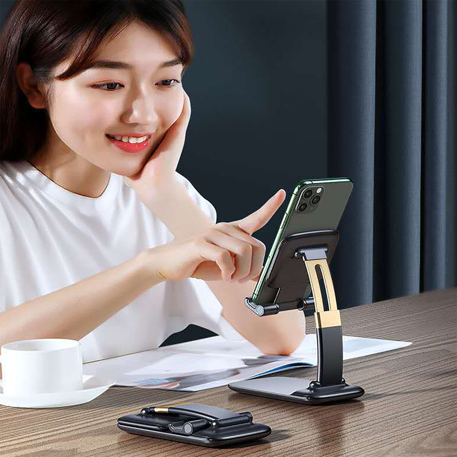 Phone Holder for Table, Foldable Universal Mobile Stand for Desk - Image 4