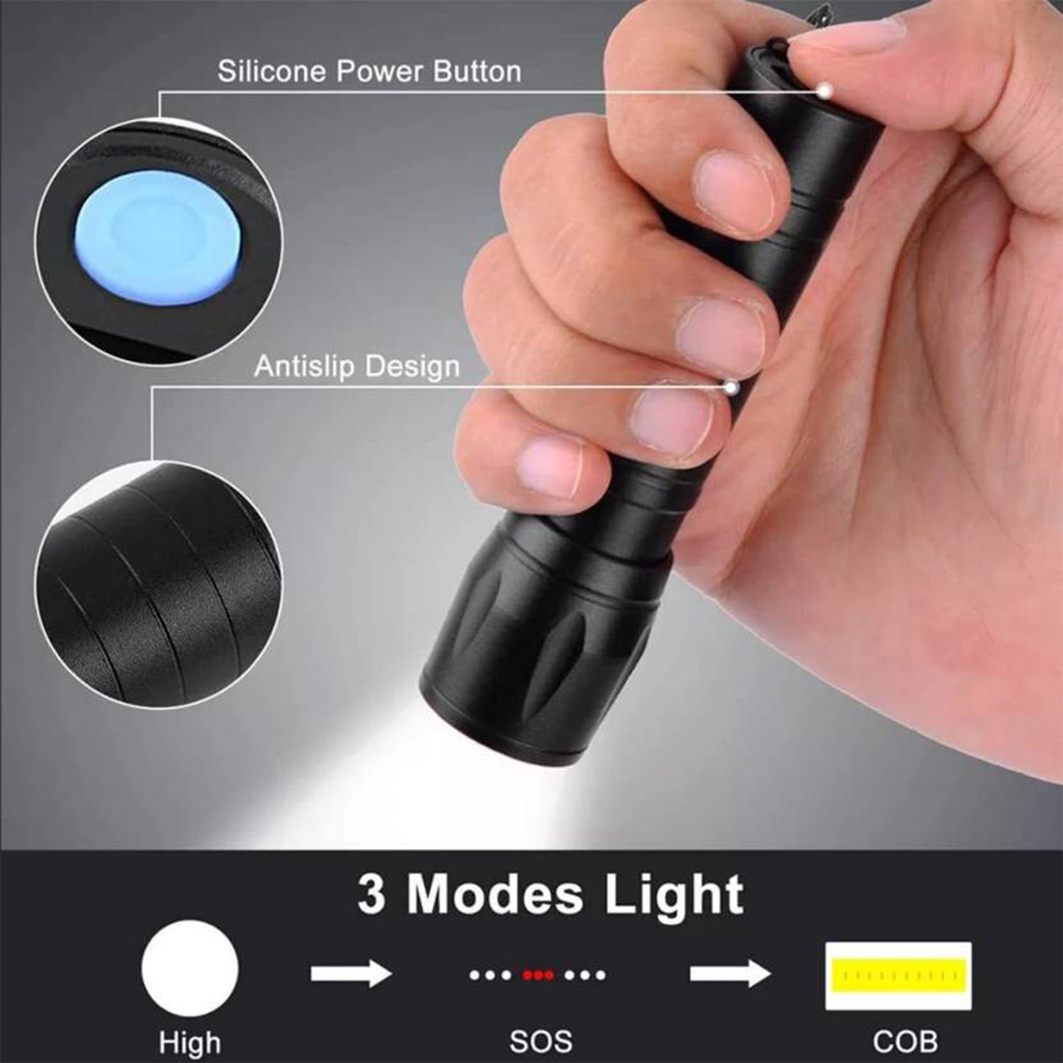 LED USB Rechargeable Mini Flashlight – Ultra-Bright Zoom & COB Side Lantern, Tactical Emergency Light - Image 3