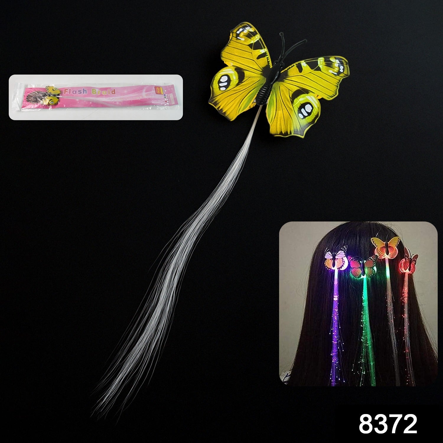 LED Butterfly Hair Braid Clip (Mix Color, 1 Pc) - Image 2