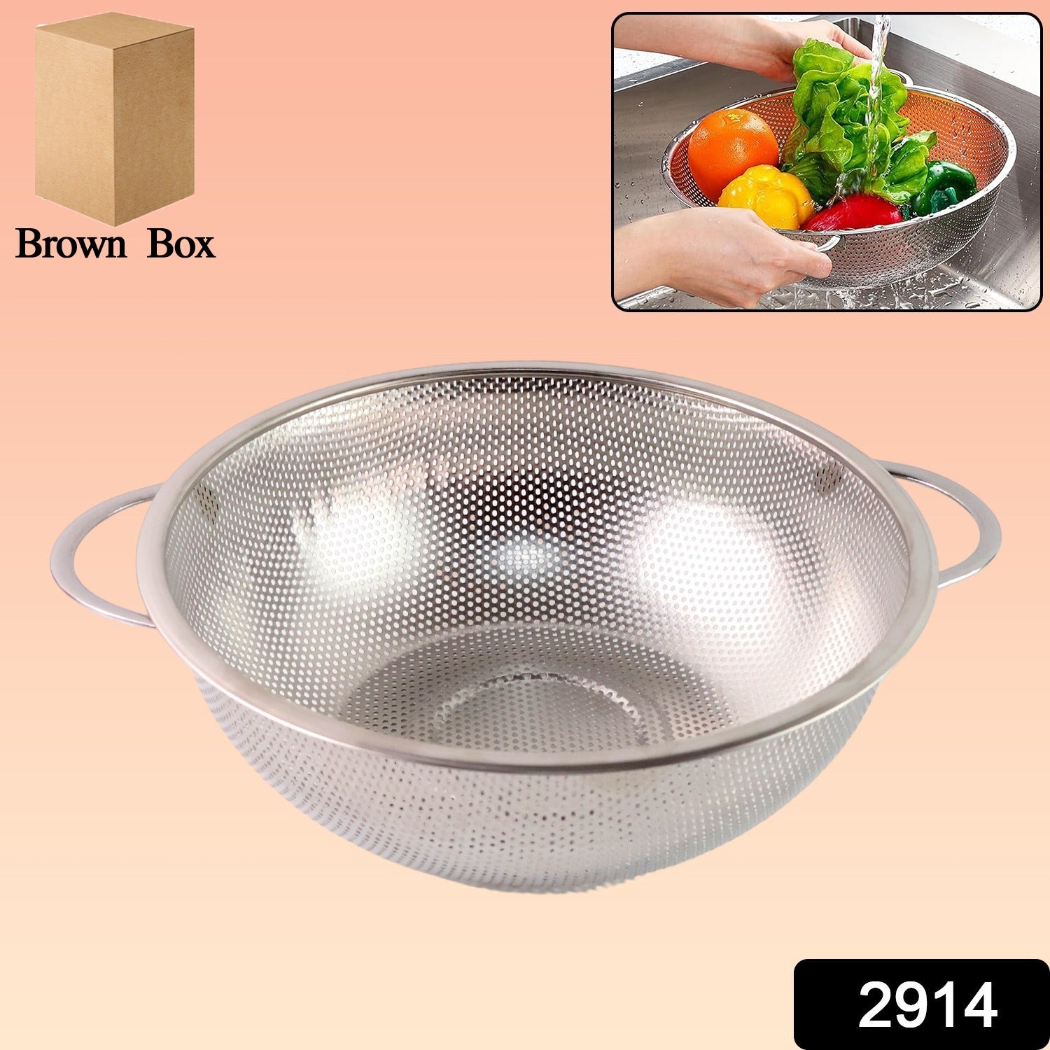 Stainless Steel Rice Vegetables Washing Bowl Strainer Collapsible Strainer. - Image 2