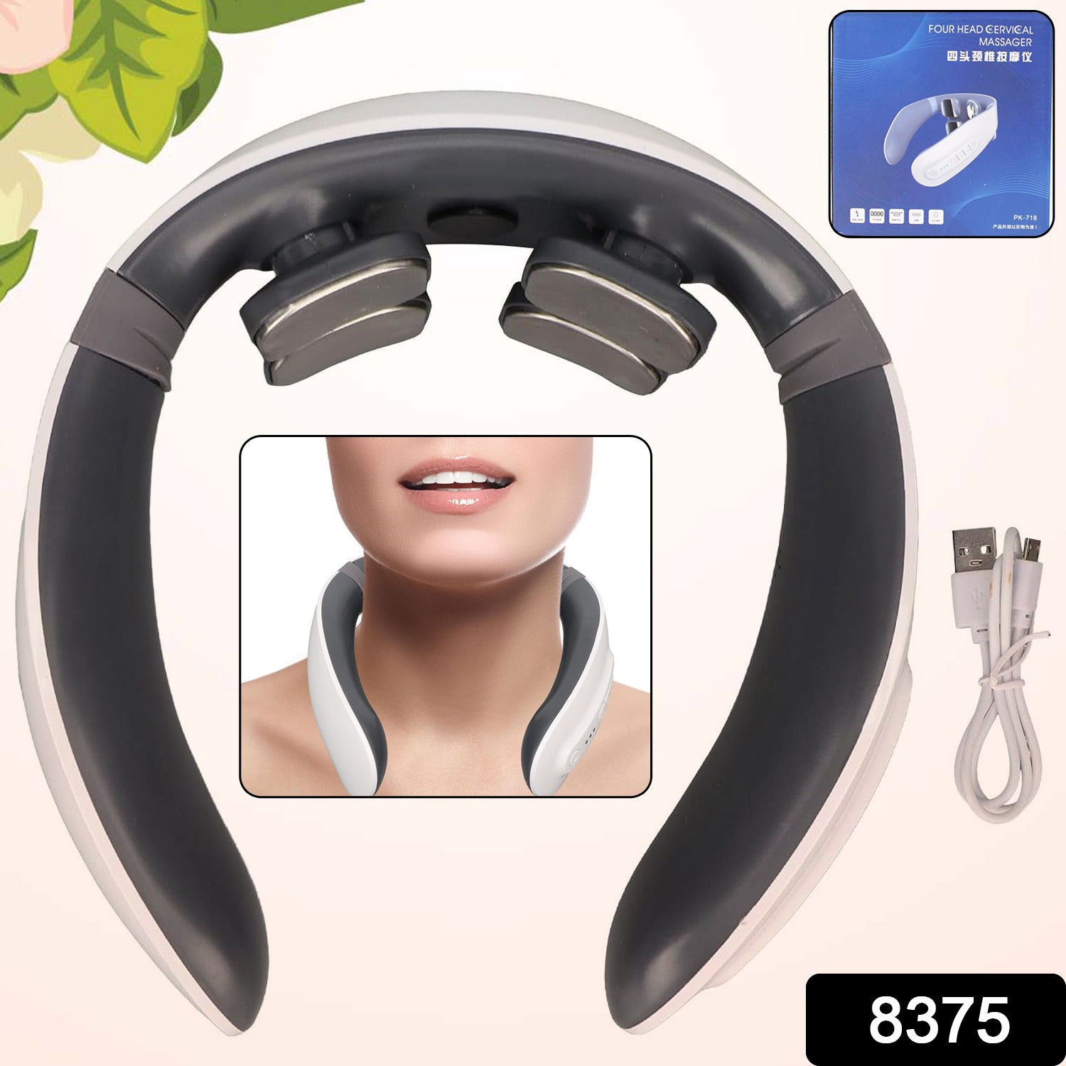 4 Heads Smart Electric Neck and Back Pulse Massager (1 Pc) - Image 2