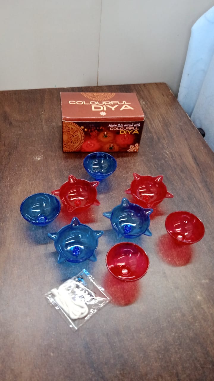 Colourful Reflection Diya Combo Plastic Candle Cup with Multi Shape, Diwali (4 Pcs Set) - Image 8