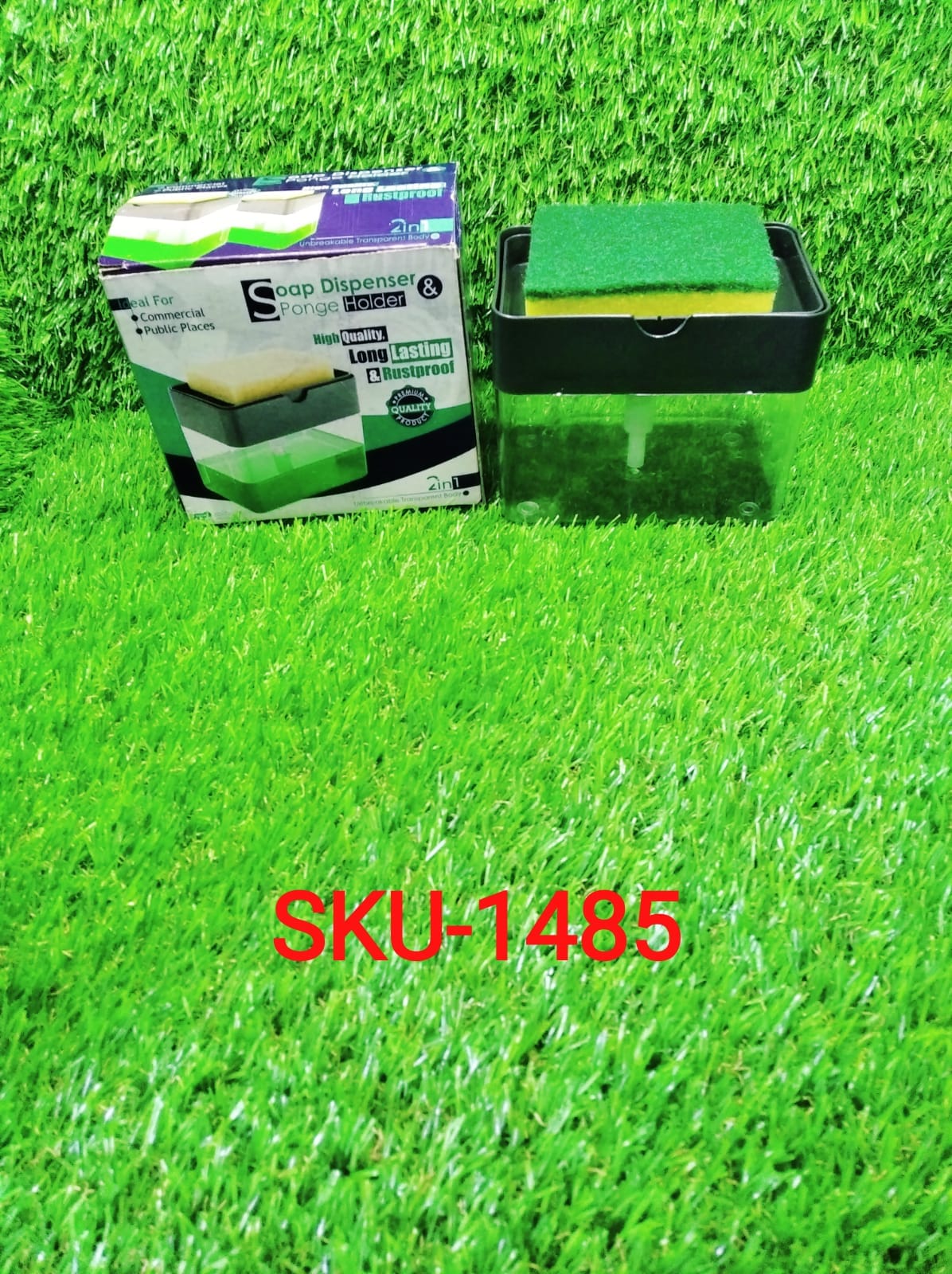 Liquid Soap Dispenser on Countertop with Sponge Holder For Pet - Image 9