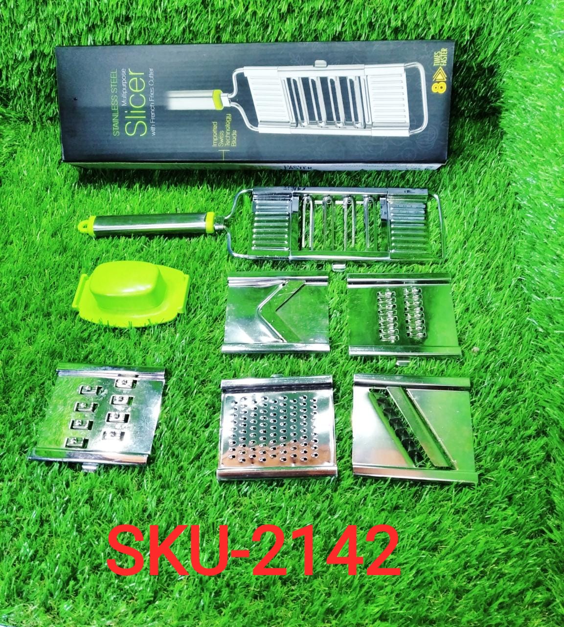 6 in 1 Stainless Steel Kitchen Chips Chopper Cutter Slicer and Grater with Handle - Image 11