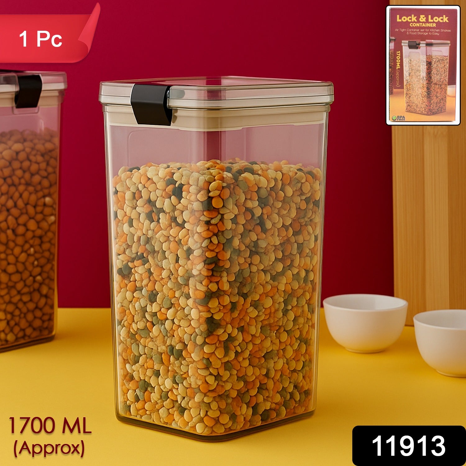 1700 ML Airtight Lock & Lock Plastic Storage Container (1 Pc) - Image 2