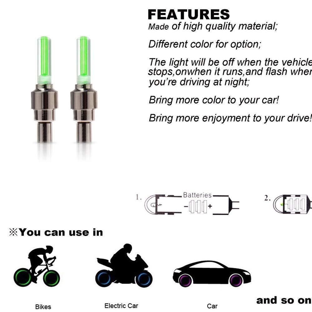 LED Flash Light lamp tyre Wheel Valve Sealing caps (2 Pc / Mix Color) - Image 3