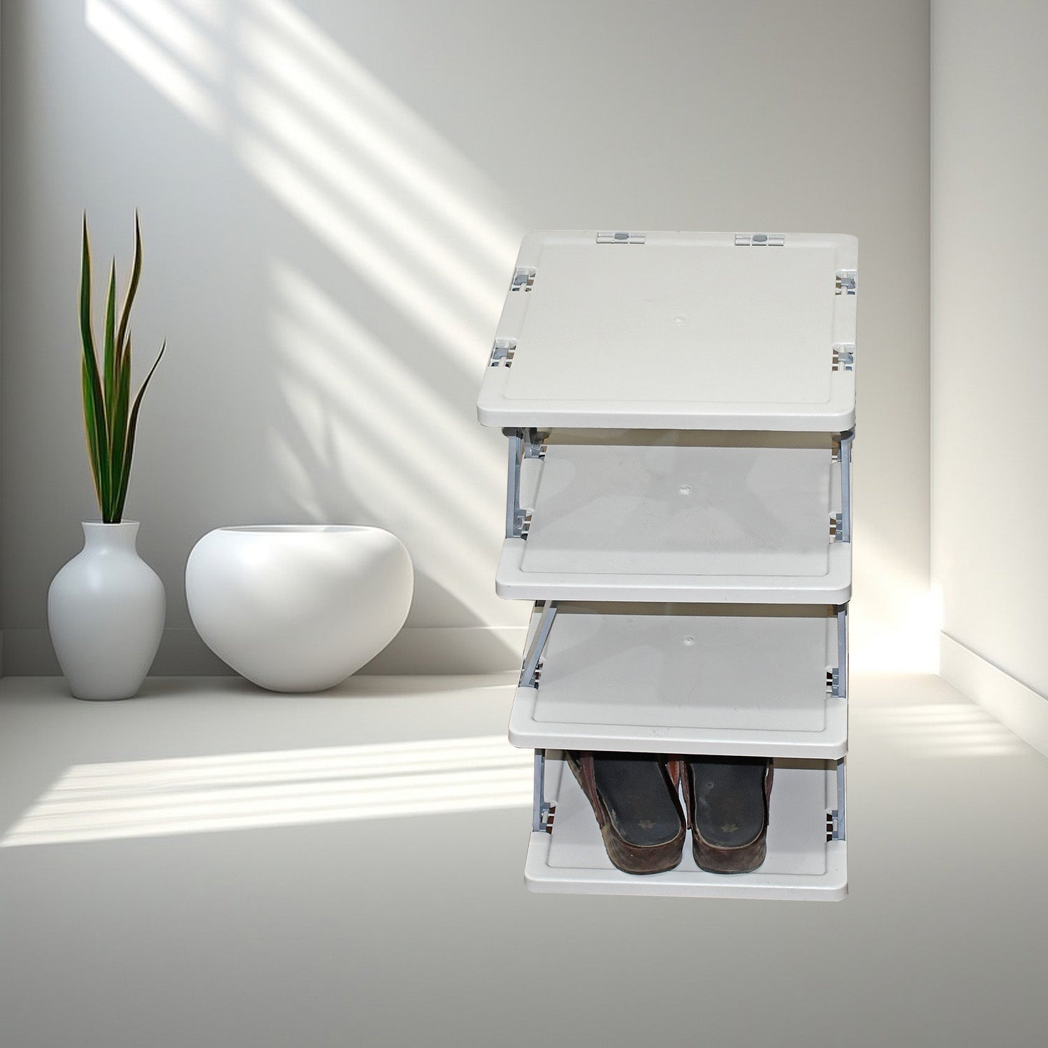 Foldable Shoe Rack (1 Pc, 4 Layers): Space-Saving, Entryway Storage - Image 4