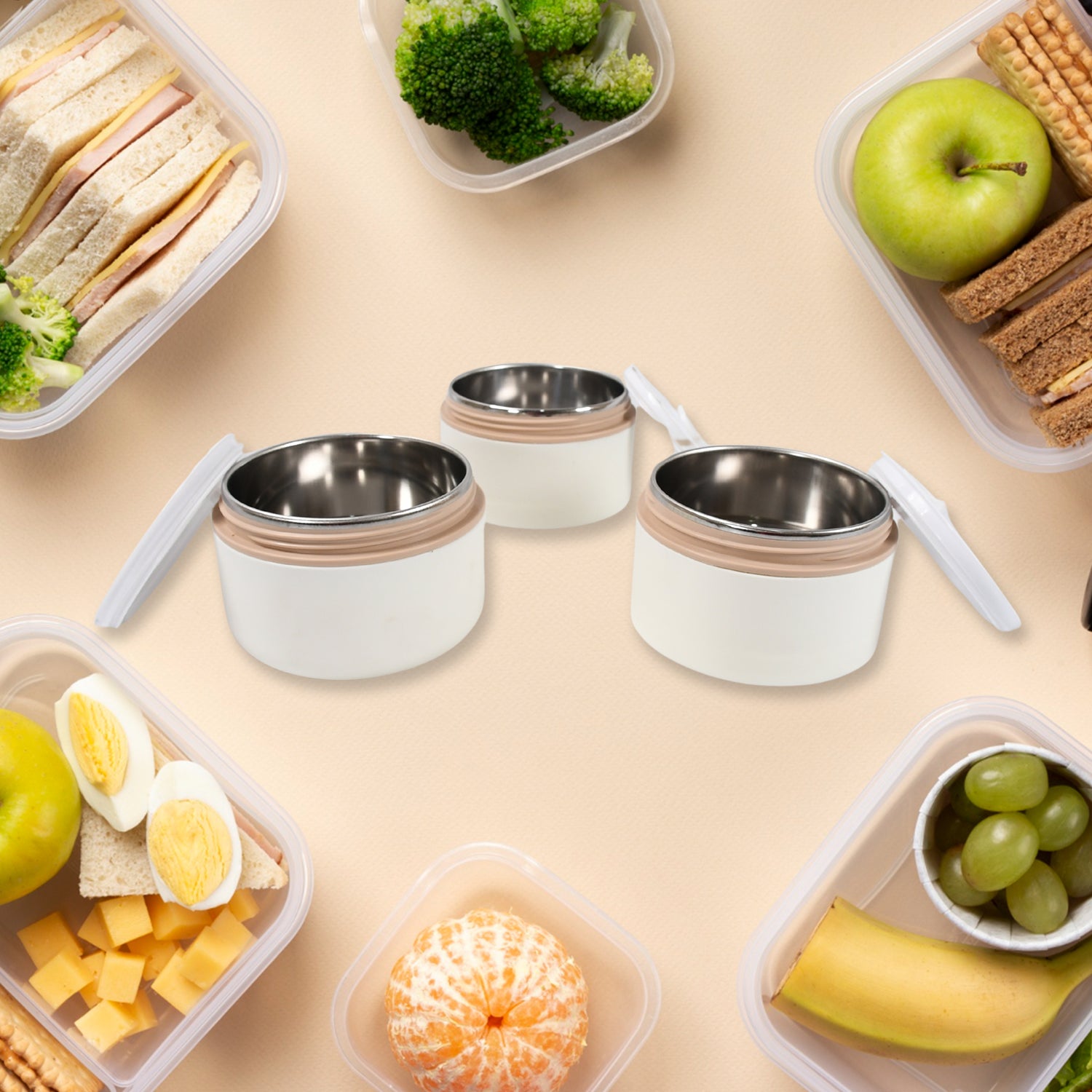 Ganesh Smart Stack 3 Layer Portable Lunch Box Stainless Steel Airtight Leak-Proof Lunch Box for Office, School, Picnic: Color May Vary (3 Layer) - Image 4