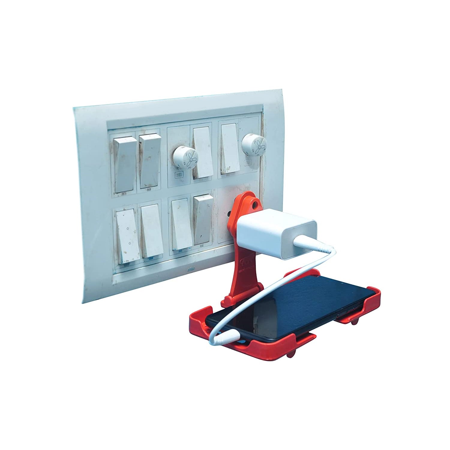 Multi-Purpose Wall Holder Stand for Mobile Charging (Red) - Image 6