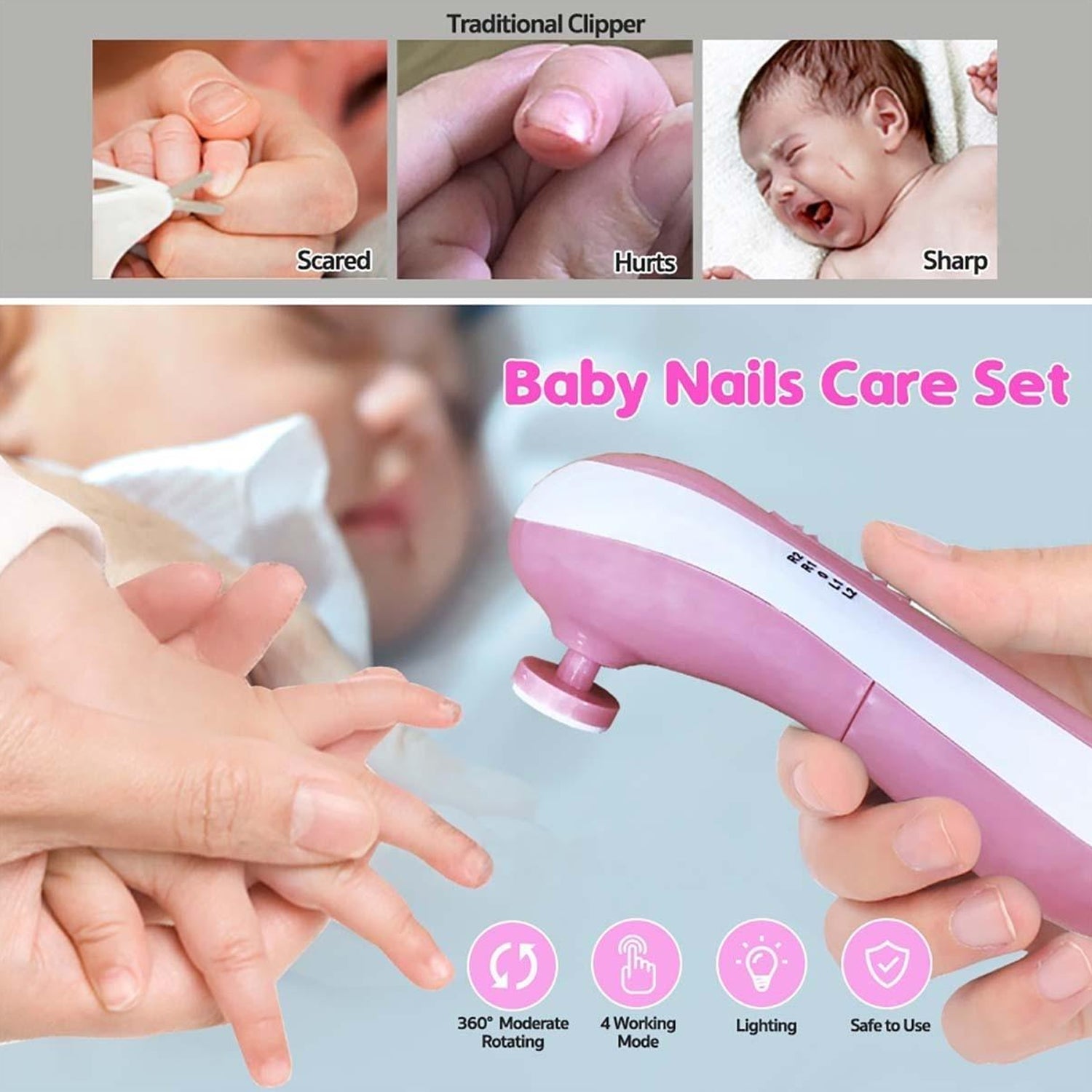 Electric Baby Nail Trimmer with Grinding Heads for Newborn Infant and Toddler - Image 5