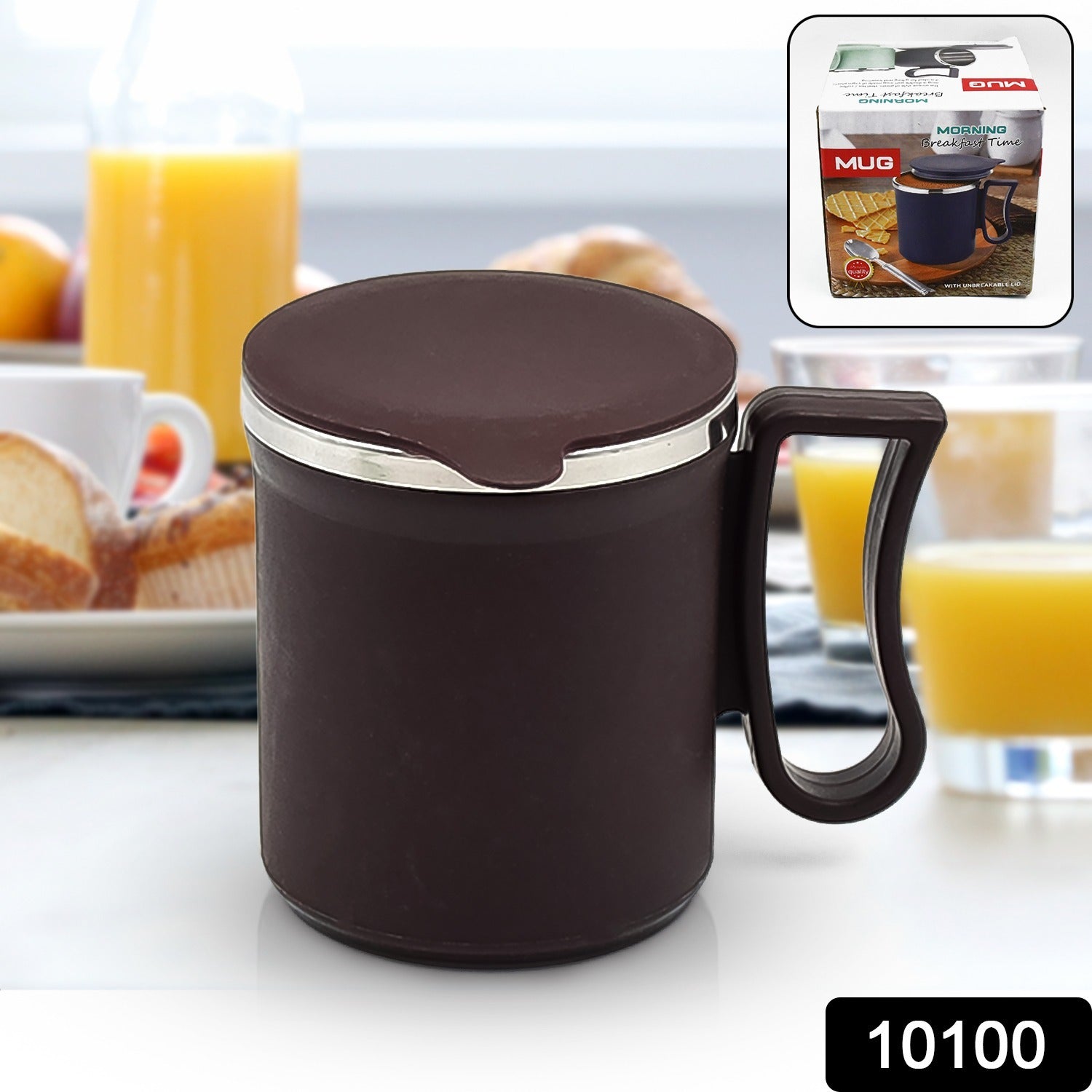 Coffee Mug with Lid and Handle-Plastic Covered Stainless Steel Mug (Random Color, Approx 200 ML) - Image 2